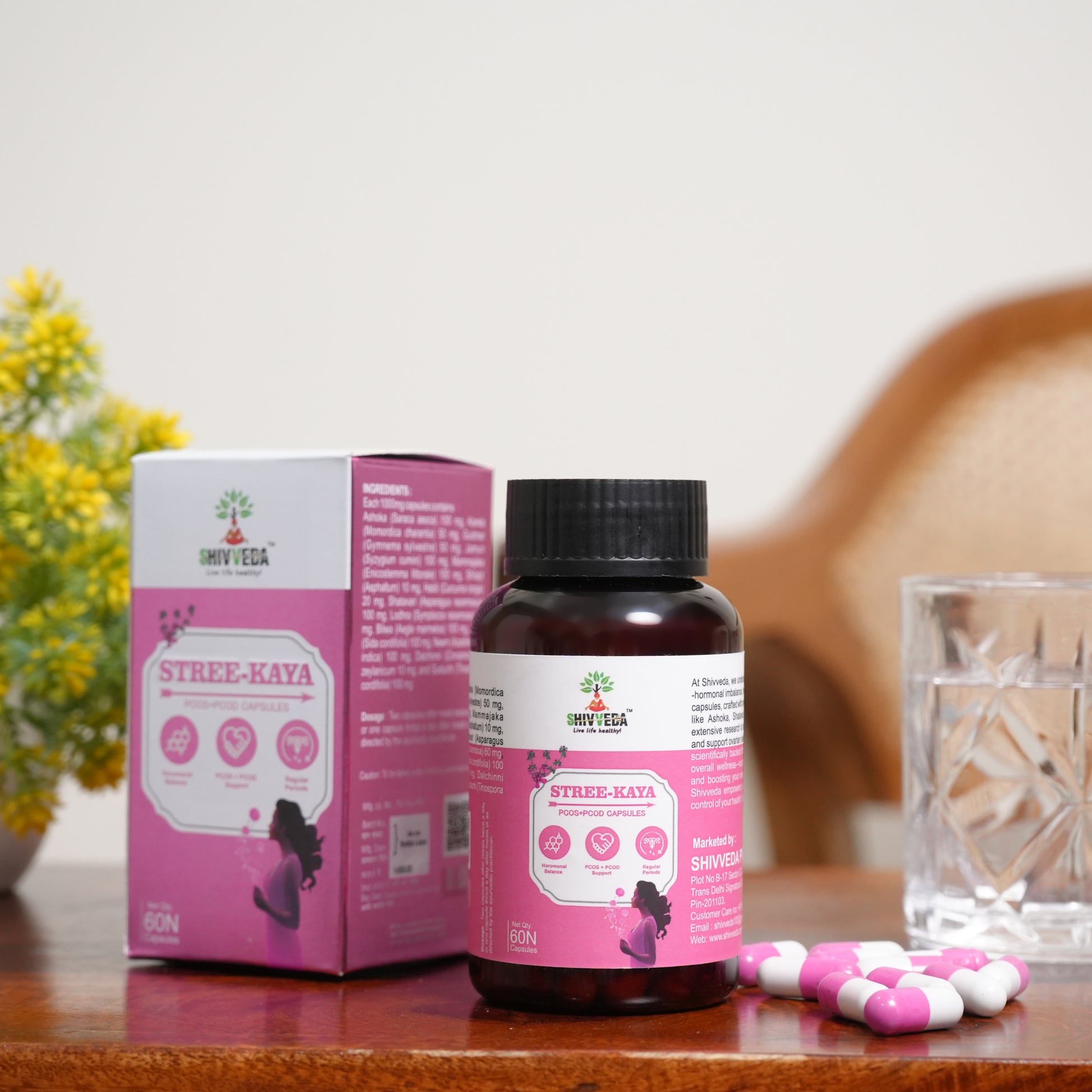 Best Ayurvedic Medicine for PCOD PCOS, Hormonal Balance, Period pain relief, Irregular period - Shivveda Stree Kaya Capsuls