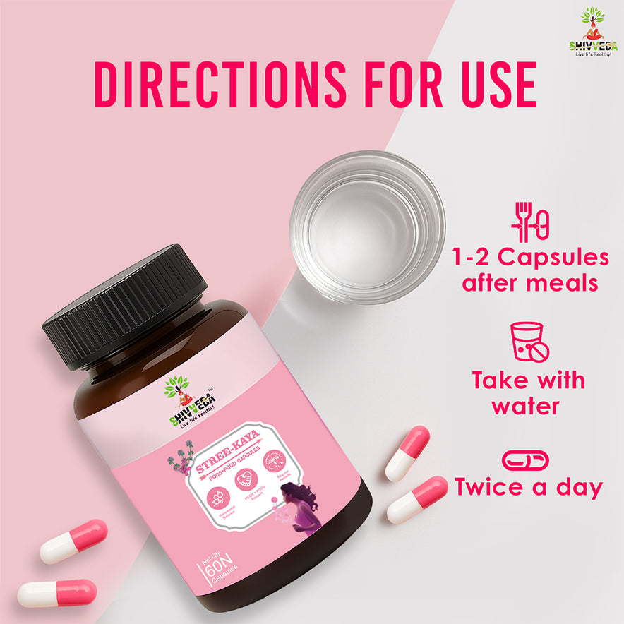 How to use Shivveda Stree Kaya Capsuls for PCOD PCOS, hormonal balance, Period pain relief