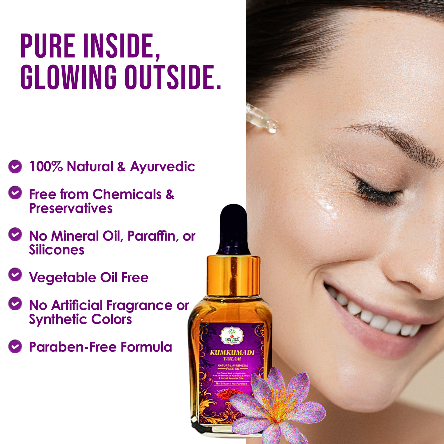 Kumkumadi Tailam Face Oil  – Natural Ayurvedic Face Oil for Glowing Skin