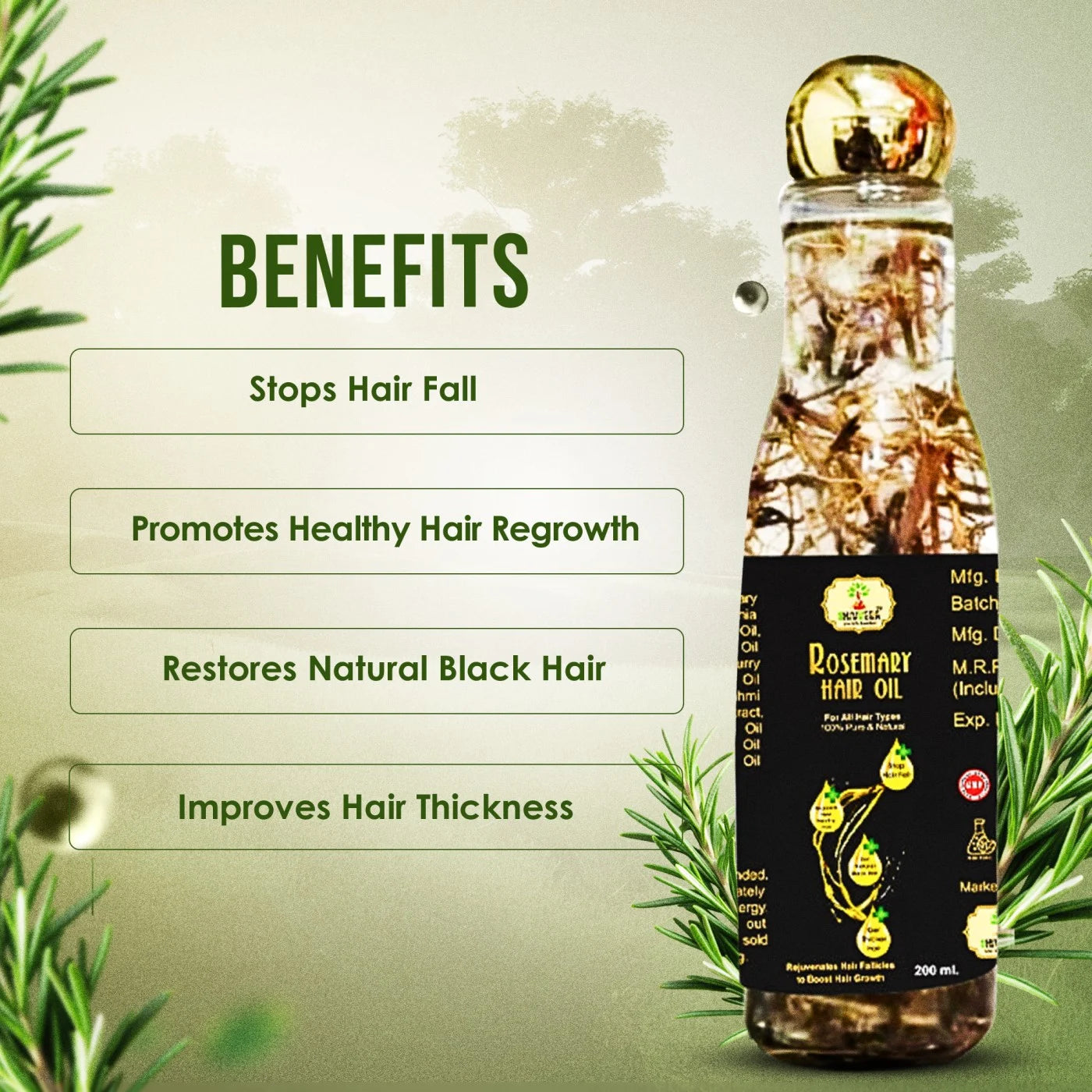 Rosemary Hair Oil Ayurveda - Natural Hair Growth & Scalp Nourishment